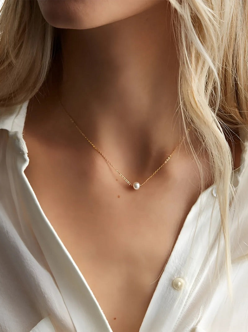 Single Pearl Chain Necklace