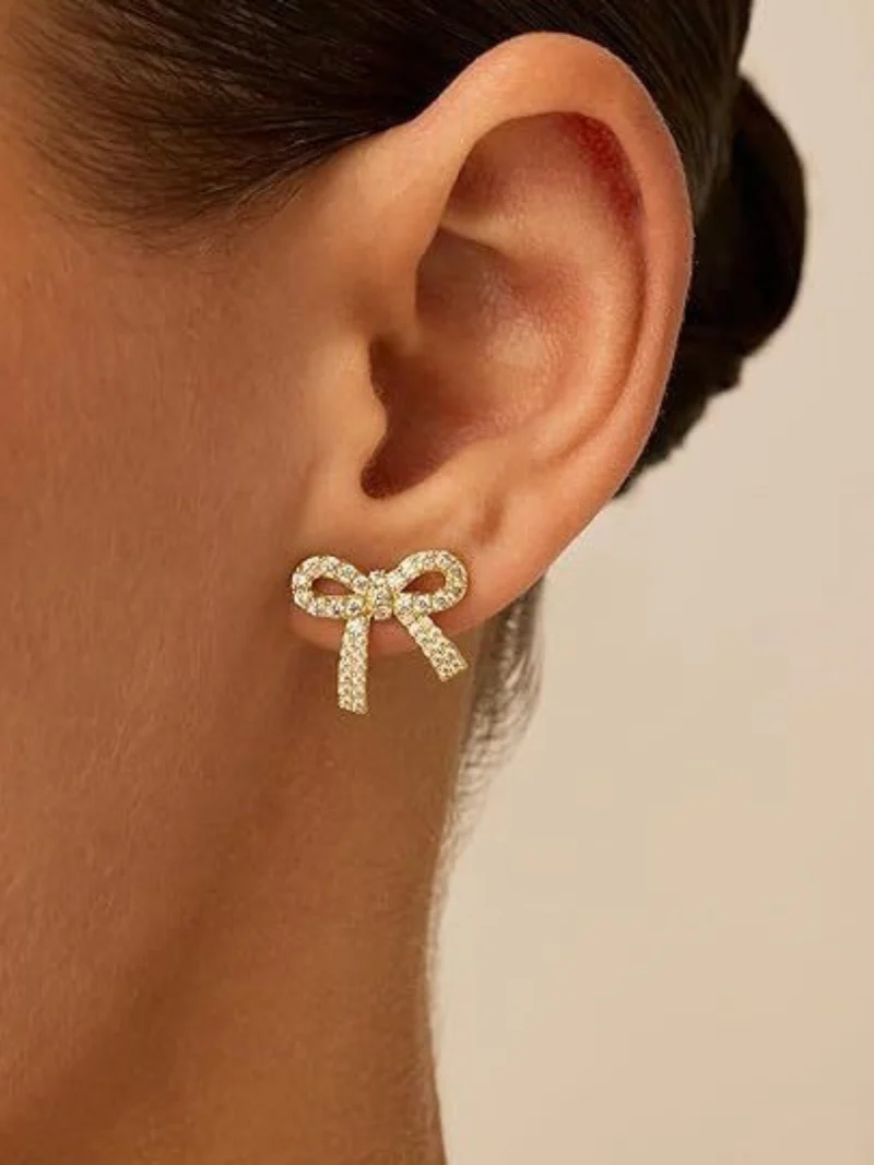 Crystal Bow Stud Earrings