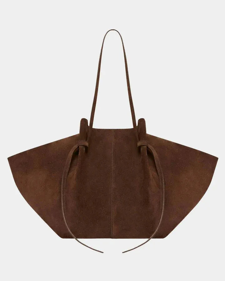 Oversized Suede Tote with Tie Detail